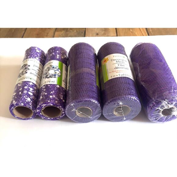 Decorative Mesh Crafting Wreath making Floral Ribbon Purple 6 inch wide - Picture 7 of 9